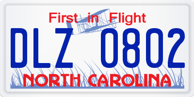 NC license plate DLZ0802