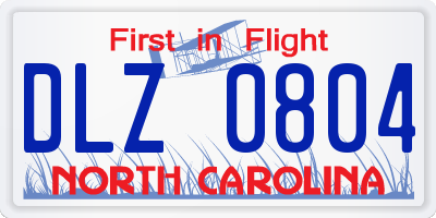 NC license plate DLZ0804