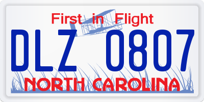 NC license plate DLZ0807