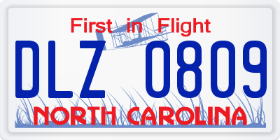 NC license plate DLZ0809