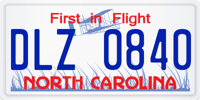NC license plate DLZ0840