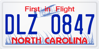 NC license plate DLZ0847