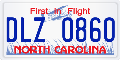 NC license plate DLZ0860