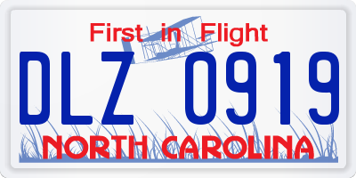 NC license plate DLZ0919