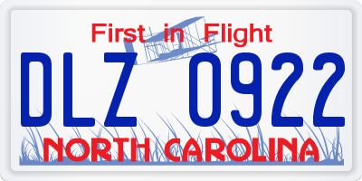 NC license plate DLZ0922