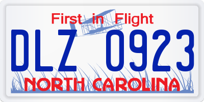 NC license plate DLZ0923
