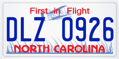 NC license plate DLZ0926