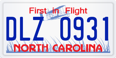 NC license plate DLZ0931