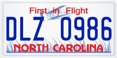 NC license plate DLZ0986