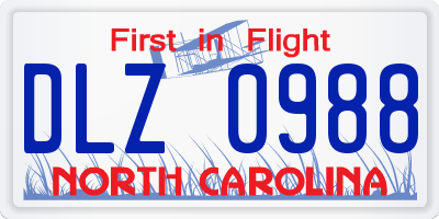 NC license plate DLZ0988