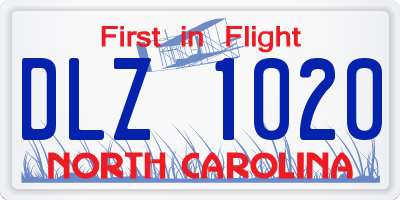NC license plate DLZ1020
