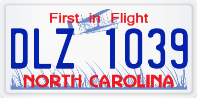 NC license plate DLZ1039