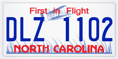 NC license plate DLZ1102