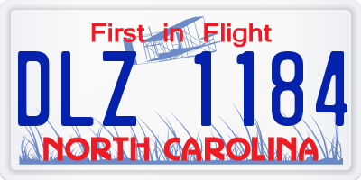 NC license plate DLZ1184