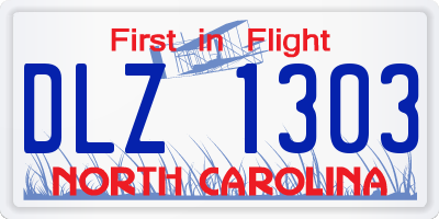 NC license plate DLZ1303