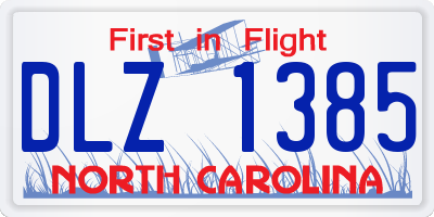 NC license plate DLZ1385