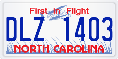 NC license plate DLZ1403