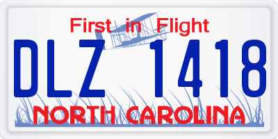 NC license plate DLZ1418