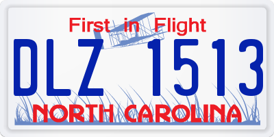 NC license plate DLZ1513