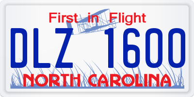 NC license plate DLZ1600