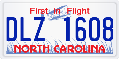 NC license plate DLZ1608