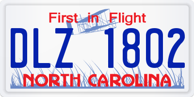 NC license plate DLZ1802