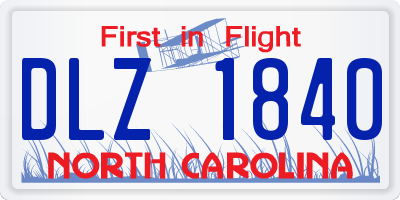 NC license plate DLZ1840
