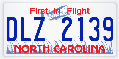 NC license plate DLZ2139