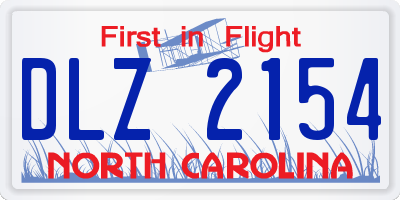 NC license plate DLZ2154