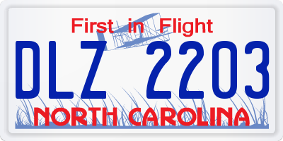 NC license plate DLZ2203