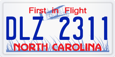 NC license plate DLZ2311