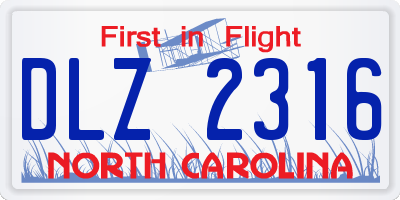 NC license plate DLZ2316