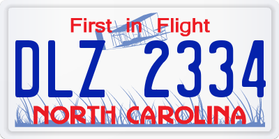 NC license plate DLZ2334