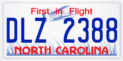 NC license plate DLZ2388