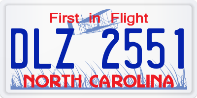 NC license plate DLZ2551