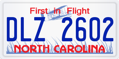 NC license plate DLZ2602