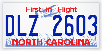 NC license plate DLZ2603