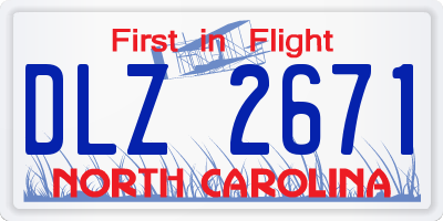 NC license plate DLZ2671