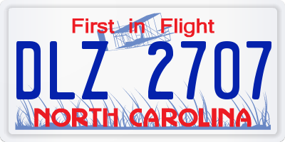 NC license plate DLZ2707