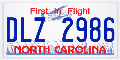 NC license plate DLZ2986