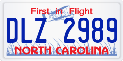 NC license plate DLZ2989