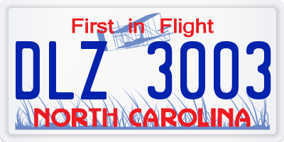 NC license plate DLZ3003