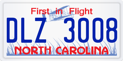 NC license plate DLZ3008