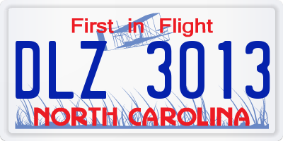 NC license plate DLZ3013