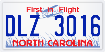 NC license plate DLZ3016