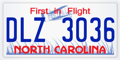 NC license plate DLZ3036