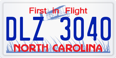 NC license plate DLZ3040