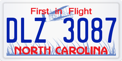 NC license plate DLZ3087