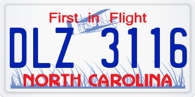 NC license plate DLZ3116