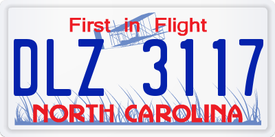 NC license plate DLZ3117
